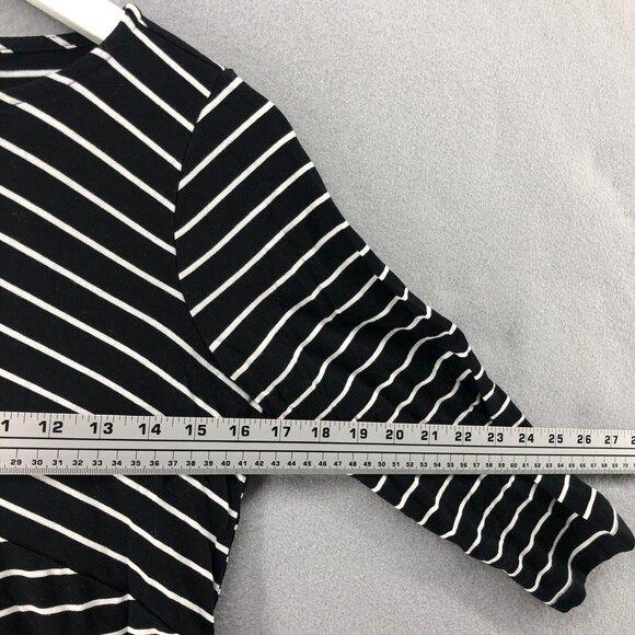 Talbots Asymmetrical Ponte Stretch Rayon T-Shirt Womens Petite Stripe Flattering - Picture 6 of 9